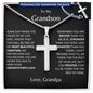 To My Grandson Love Grandpa | Cross With Engraving