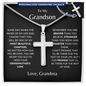 To My Grandson Love Grandma | Cross With Engraving