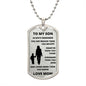 To My Son From Mom | Stainless Dog Tag With Ball Chain Necklace | Braver Stronger Smarter