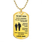 To My Son From Dad | Stainless Dog Tag With Ball Chain Necklace | Braver Smarter Stronger