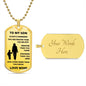To My Son From Mom | Stainless Dog Tag With Ball Chain Necklace | Braver Stronger Smarter