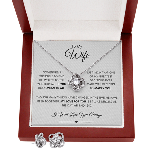 To My Wife | Love Knot Necklace & Earrings Set
