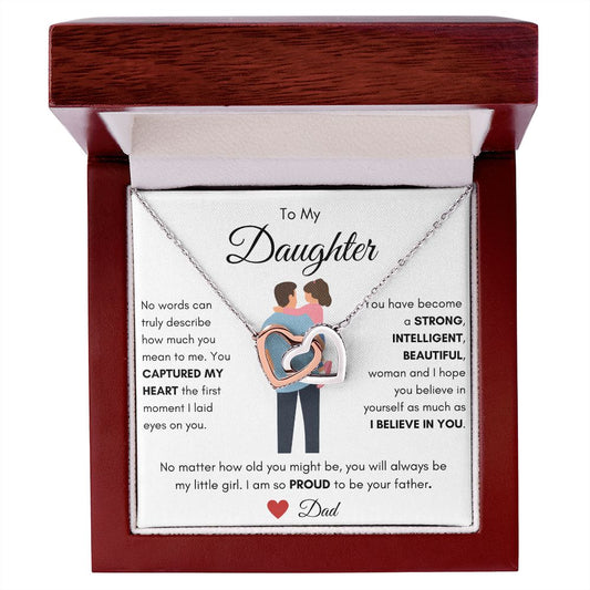 To My Daughter Love Dad | Interlocking Hearts (White Card)