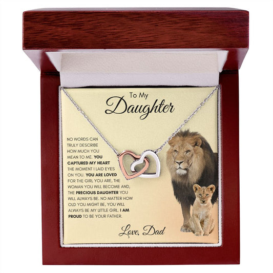 To My Daughter Love Dad | Lion & Cub | Interlocking Hearts