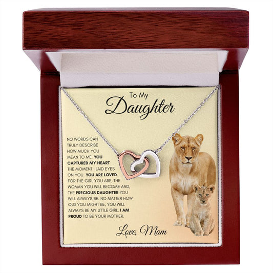 To My Daughter Love Mom | Lion & Cub | Interlocking Hearts